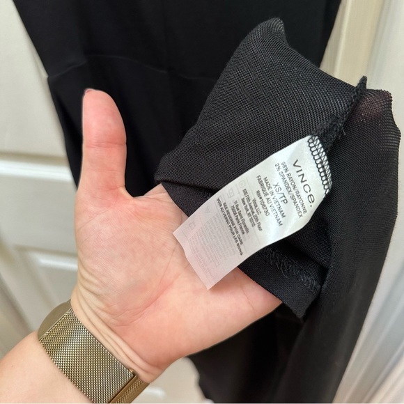 NWT Vince Black mixed media Midi Dress Scoop Neck Sleeveless tank XS - Picture 11 of 12